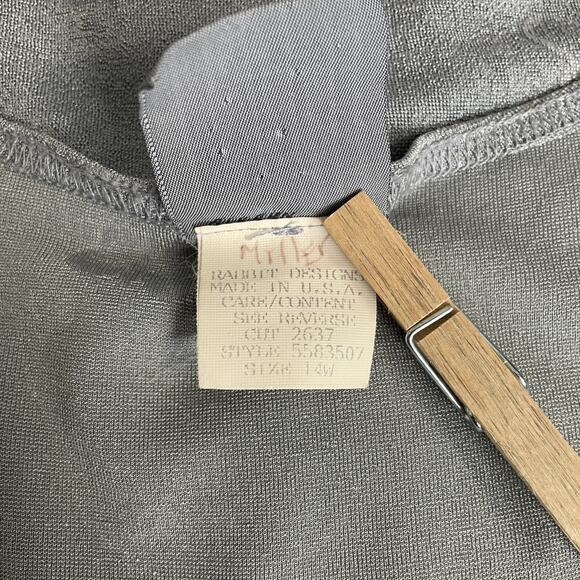 Vintage Maxi Dress Plus Size 14W 14 Gray Silver Butterfly Sleeveless Stretch 90s - Picture 11 of 16